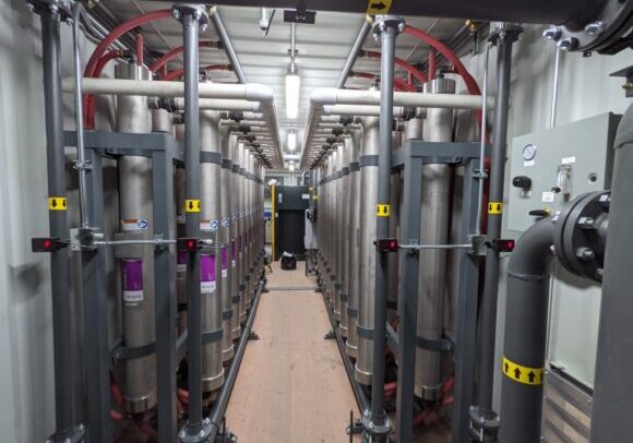 A membrane type nitrogen generator installed at a worksite.